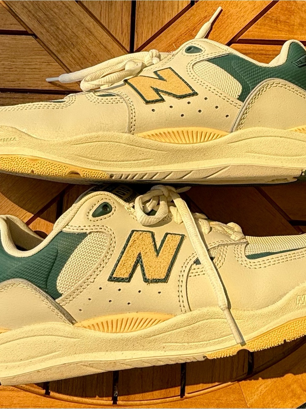 New Balance Tiago Ortholite Men's Cream and Green Casual Sneakers - Picture 2 of 5